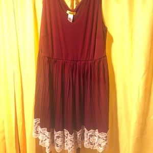 ModCloth-Yellow Star Burgundy Dress/Ivory Trim 1x